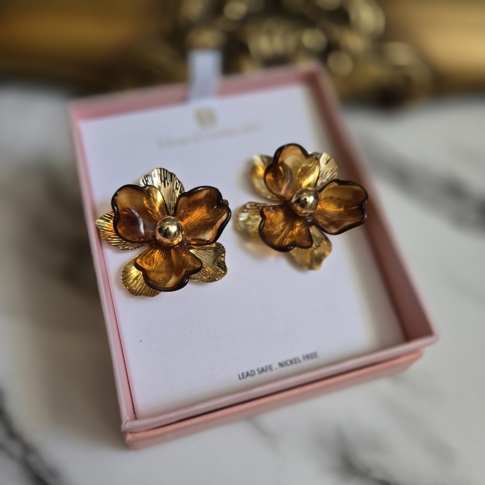 House Of Harlow 1960 3D Flower Earrings
